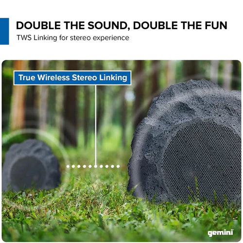 Gemini Waterproof Rock Speakers - 40W Bluetooth Outdoor Patio Sound System