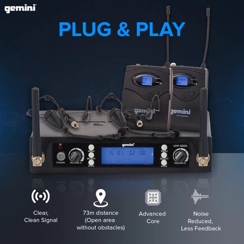GEMINI UHF-6200HL Lightweight Wireless Headset Microphone System