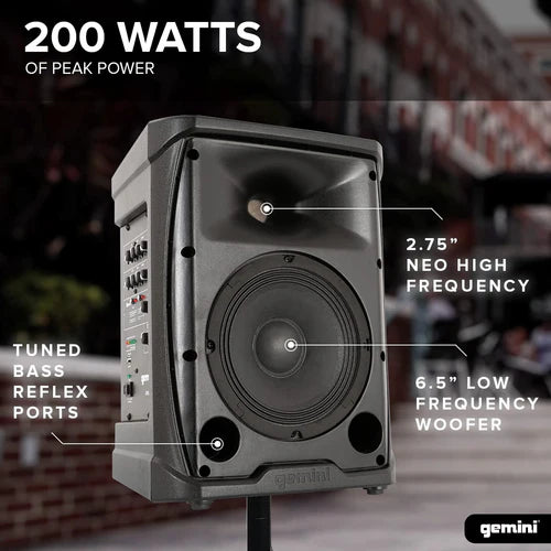 Gemini GPSS-650 Portable 200W Bluetooth PA Speaker - 12 Hour Battery