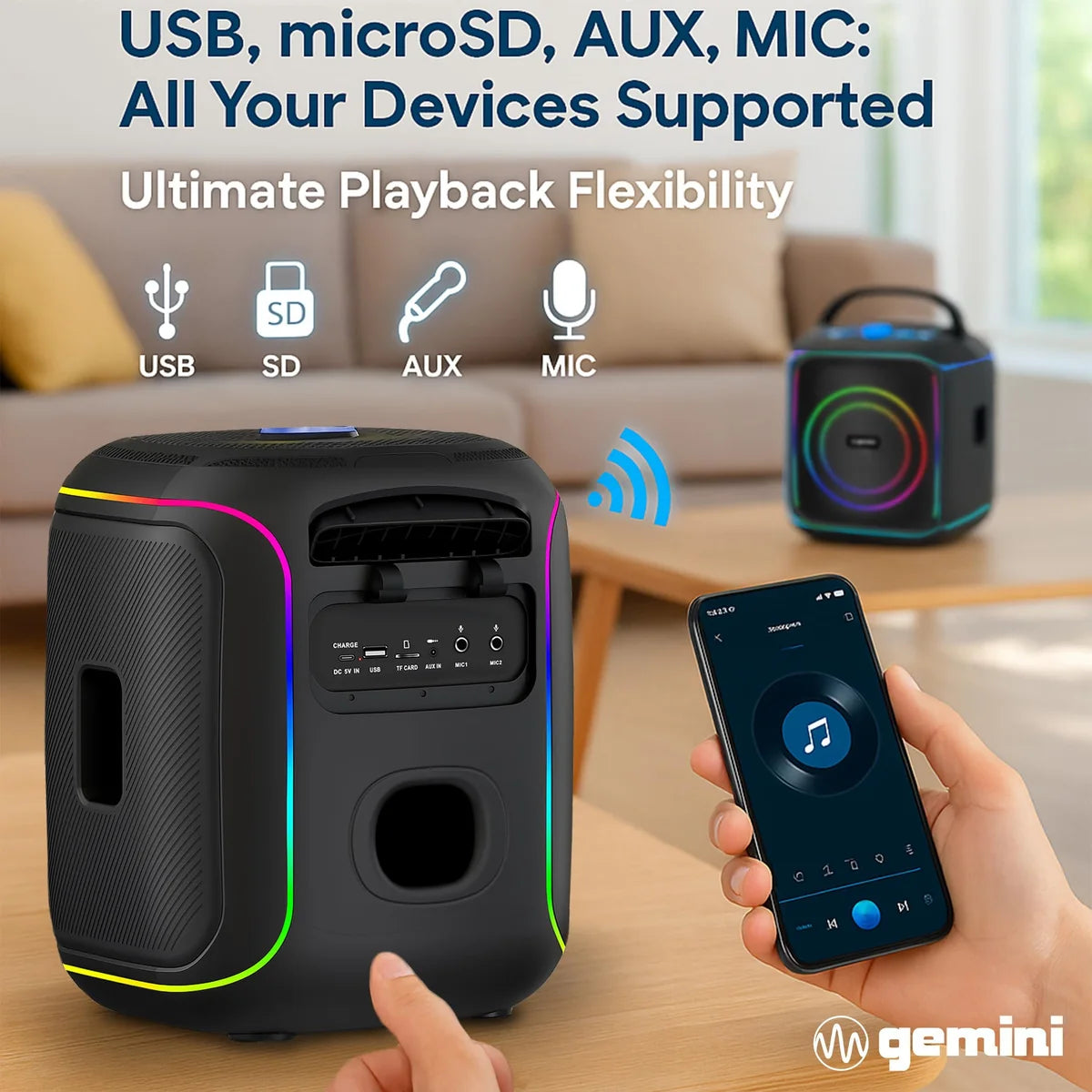 Gemini GPK-200PK Portable Bluetooth Karaoke Machine