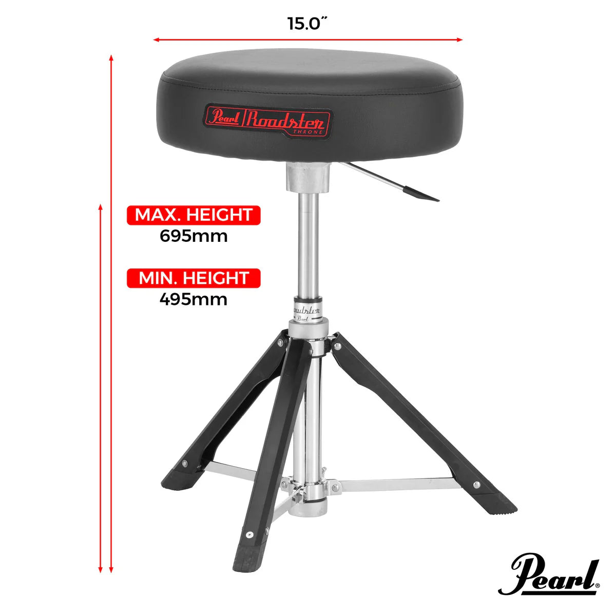Pearl Roadster Multi-Core Round Gas Lift Drum Throne (D1500RGL)