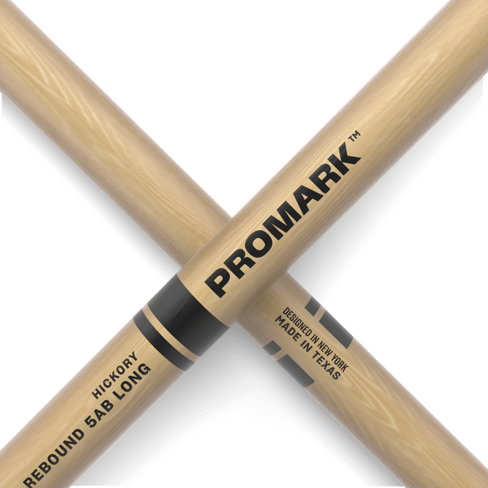 Promark Rebound 5AB Long Hickory Drumsticks Acorn Wood Tip