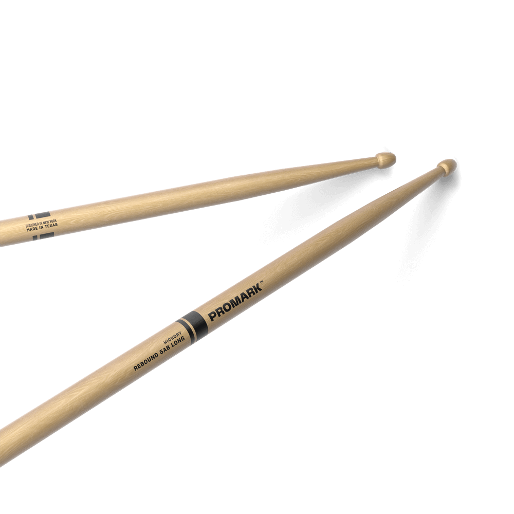 Promark Rebound 5AB Long Hickory Drumsticks Acorn Wood Tip