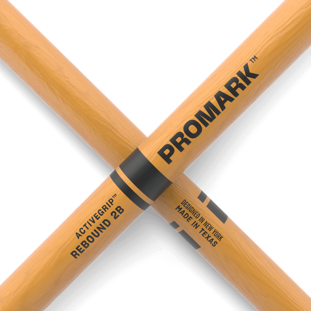 Promark Rebound 2B ActiveGrip Clear Hickory Acorn Wood Tip Drumsticks