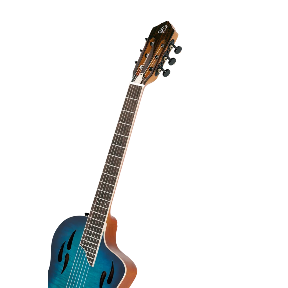Ortega TourPlayer Series Full Size Guitar Solid Okoume/ Flamed Maple Blue - RTPDLX-FMA