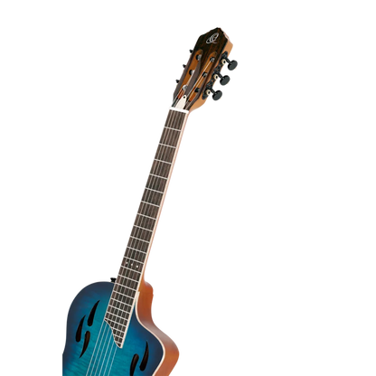 Ortega TourPlayer Series Full Size Guitar Solid Okoume/ Flamed Maple Blue - RTPDLX-FMA