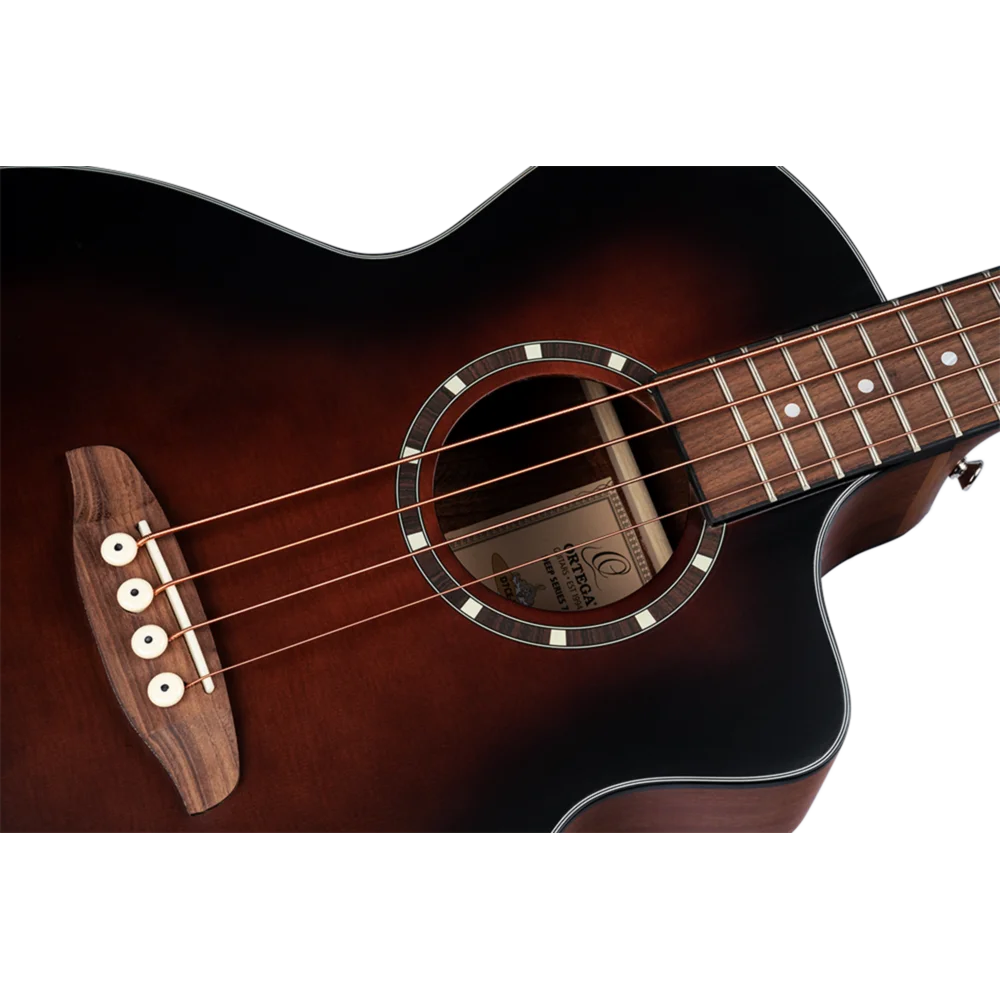 Ortega Acoustic Bass Deep Series 7 4-String Medium Scale Bass Spruce/ Mahogany Bourbon Fade - D7CE-BFT-4