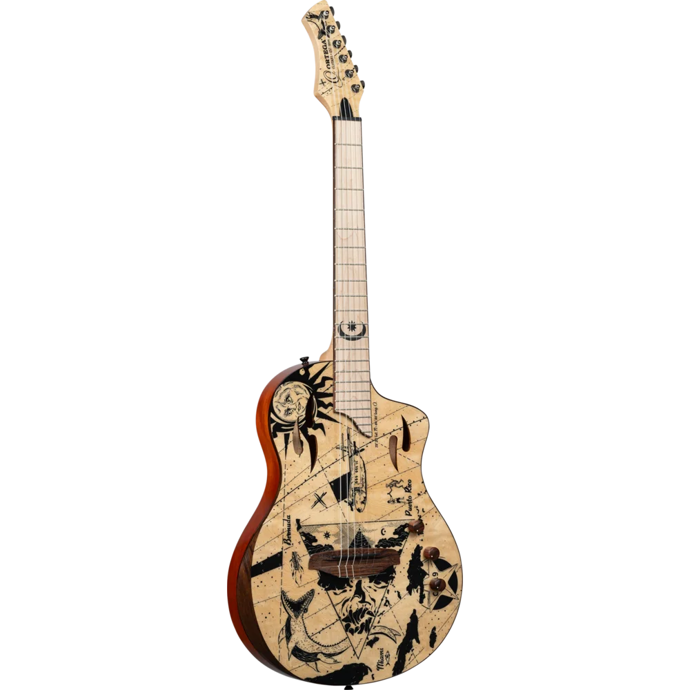 Ortega TourPlayer Series Full Size Guitar Solid Okoume/ Flamed Maple Bermuda Design