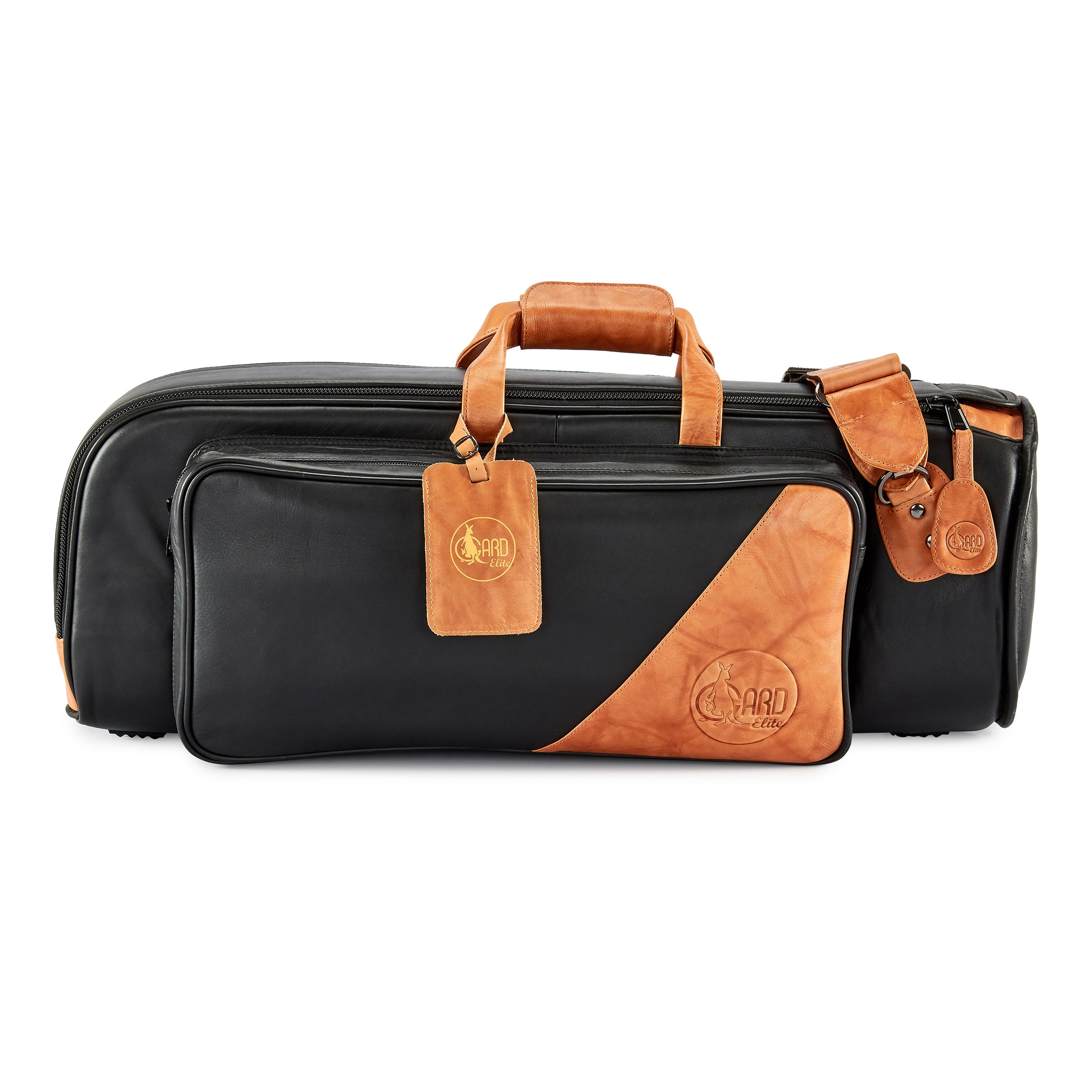 Gard Elite 1-ELK Single Trumpet Gig Bag  Black Leather with LNT Antique Leather Trim Inner Unitika Black