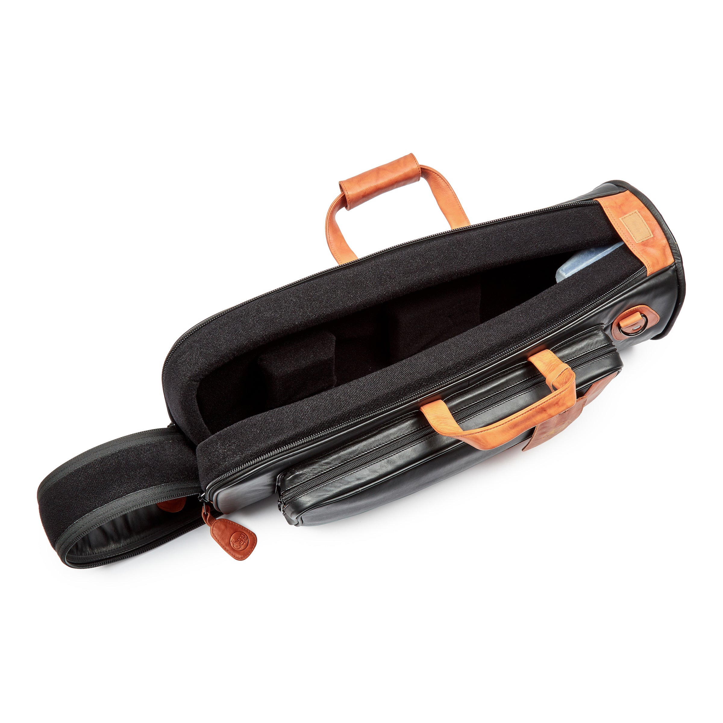 Gard Elite 1-ELK Single Trumpet Gig Bag  Black Leather with LNT Antique Leather Trim Inner Unitika Black