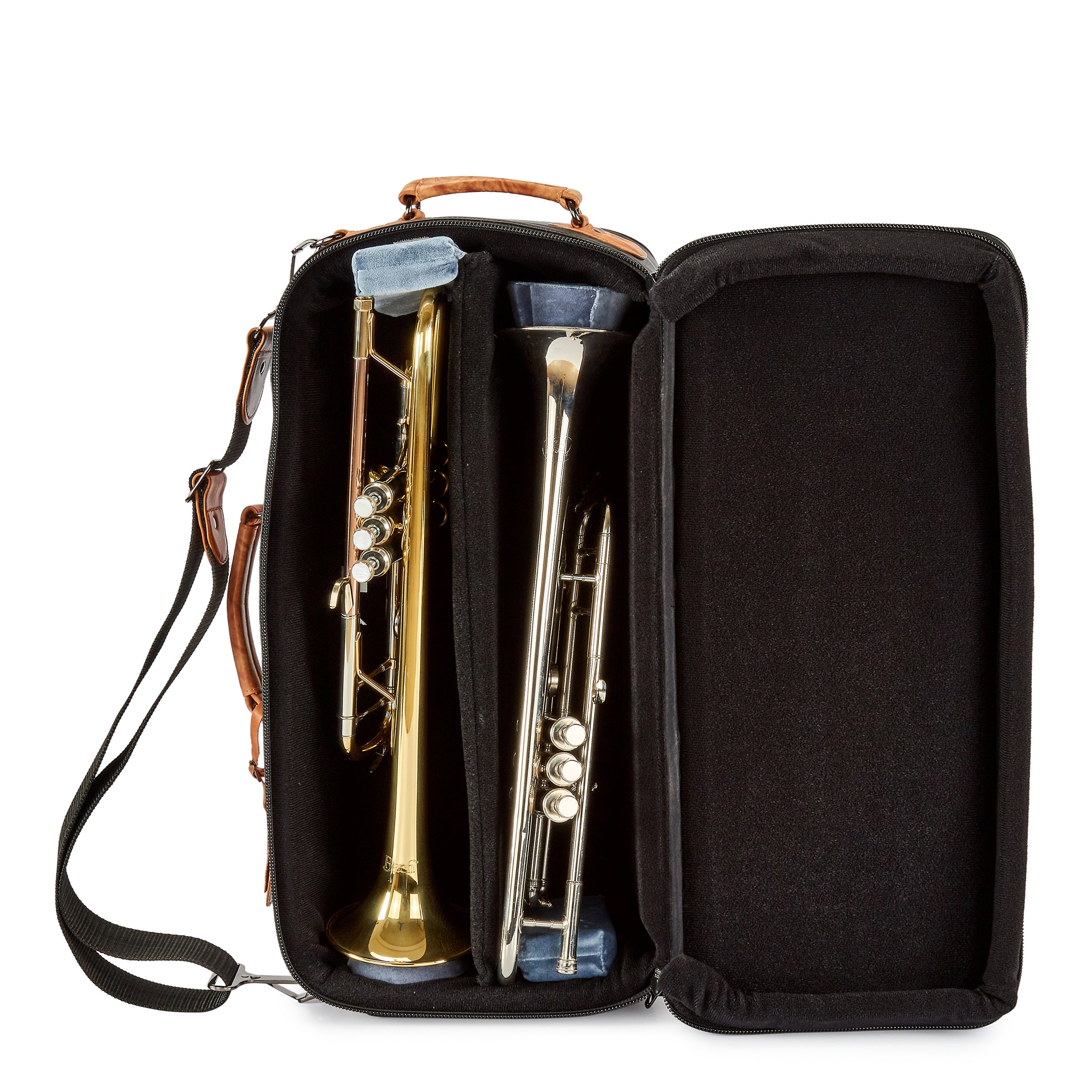 Gard 4-ECLK Double Trumpet Gig Bag (Insert Pvc) outer Blk leather inner Unitika Black