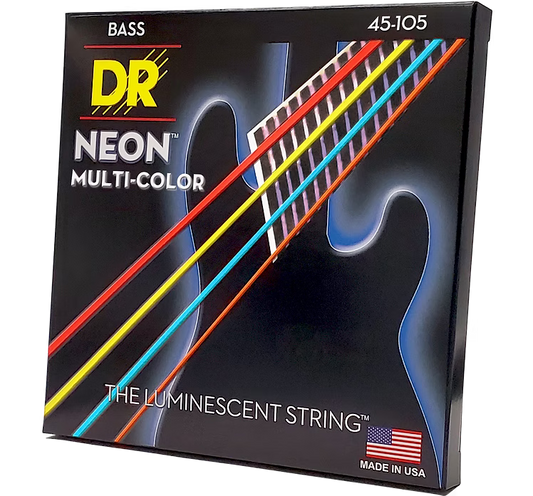 DR Strings NMCB-45 Hi-Def Neon Multi-Color K3 Coated Bass Guitar Strings