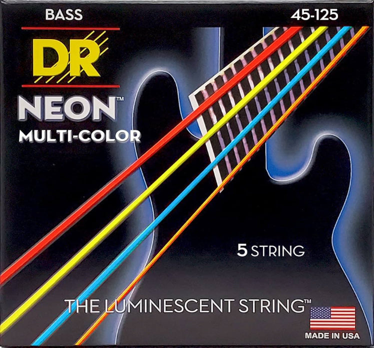 DR Strings NMCB-45 Hi-Def Neon Multi-Color K3 Coated Bass Guitar Strings