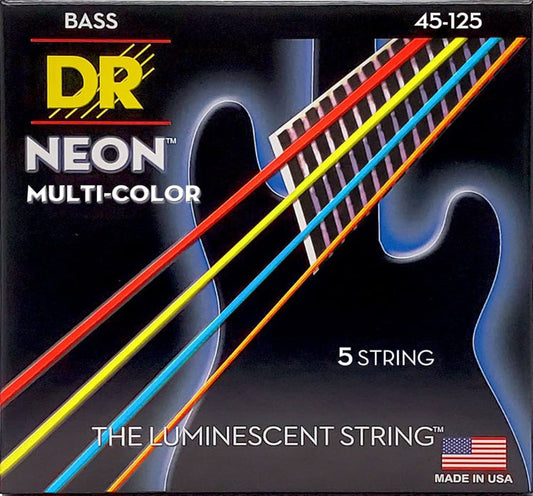 DR Strings NMCB-45 Hi-Def Neon Multi-Color K3 Coated Bass Guitar Strings