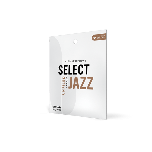 Organic Select Jazz Unfiled Alto Saxophone Reeds, Individually-Sealed, 3-Pack