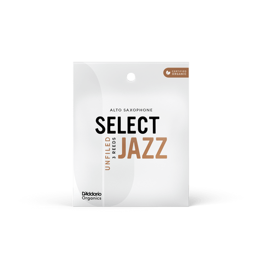Organic Select Jazz Unfiled Alto Saxophone Reeds, Individually-Sealed, 3-Pack