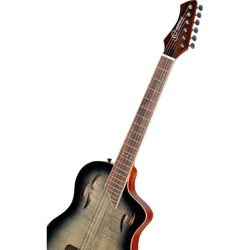 Ortega TourPlayer Series Full Size Guitar Solid Okoume/ Flamed Maple Grey Burst