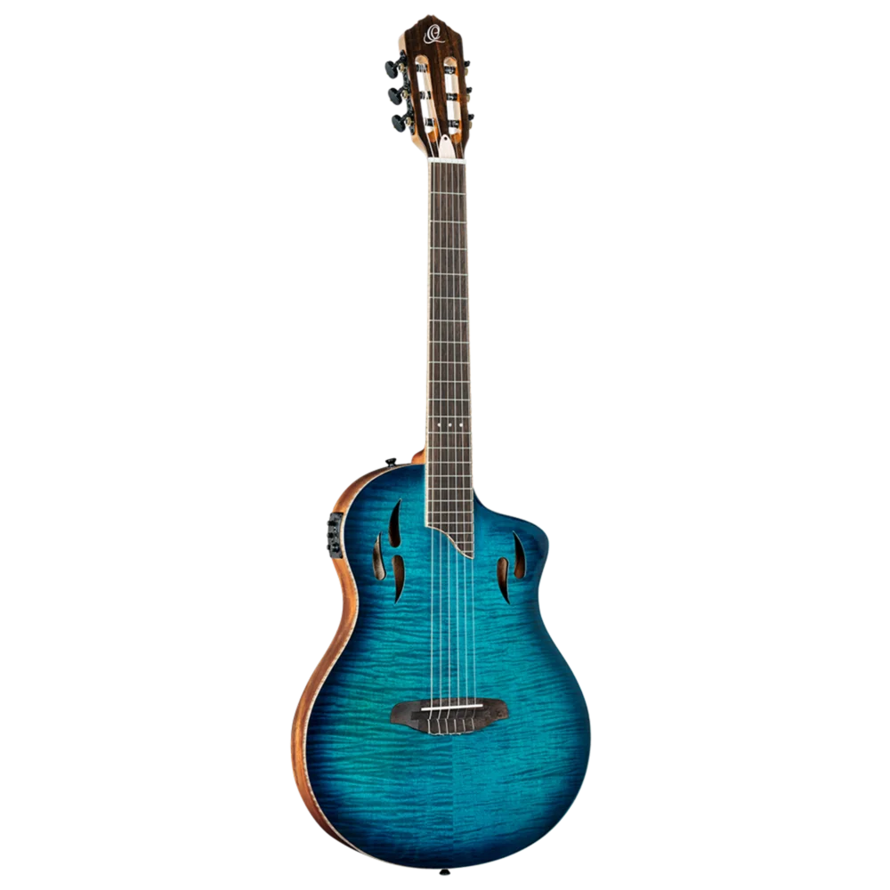 Ortega TourPlayer Series Full Size Guitar Solid Okoume/ Flamed Maple Blue - RTPDLX-FMA