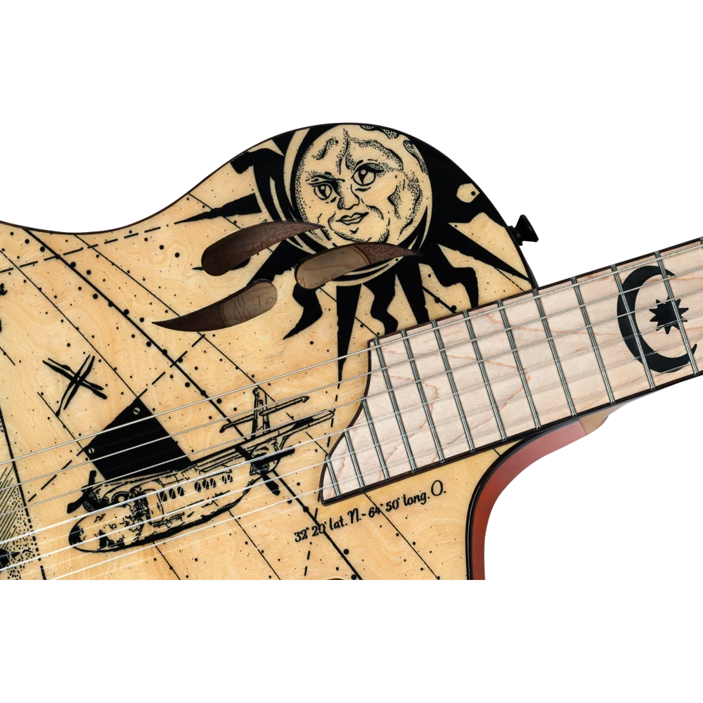 Ortega TourPlayer Series Full Size Guitar Solid Okoume/ Flamed Maple Bermuda Design