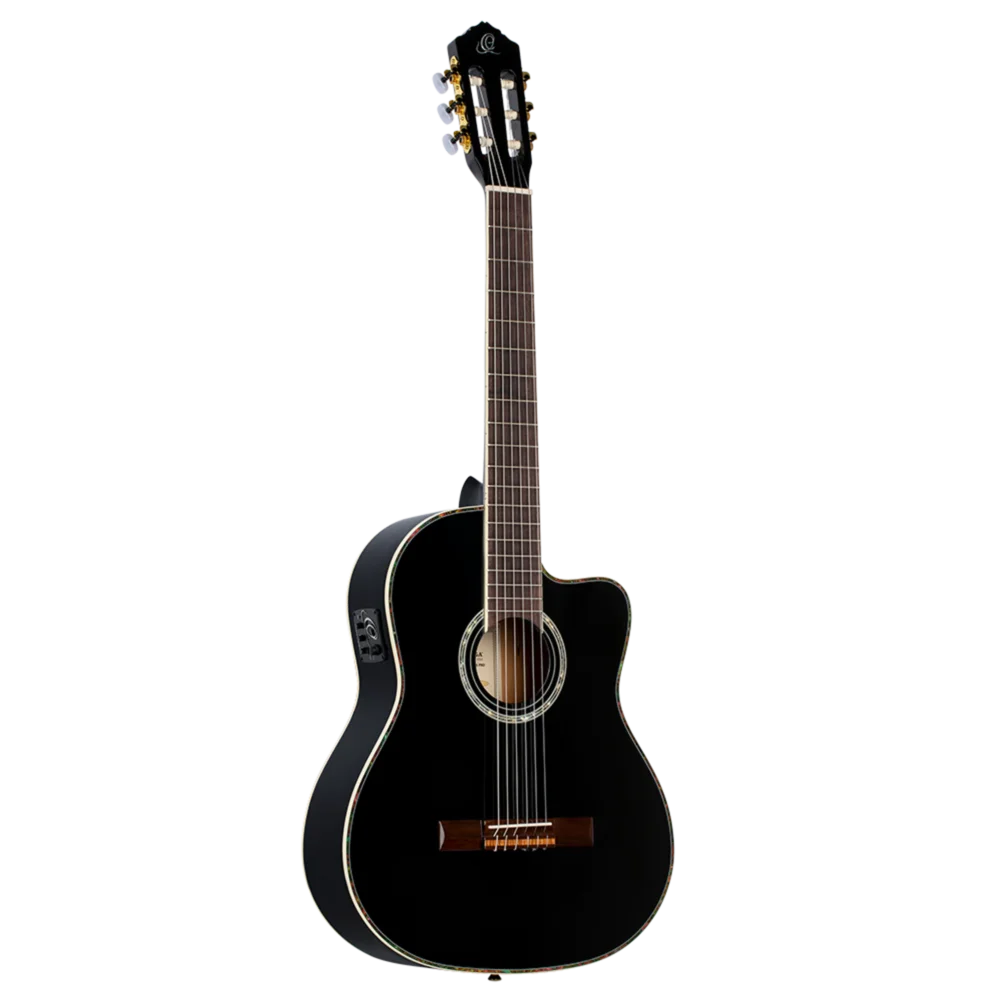 Ortega Family Series Pro Full Size Guitar Solid Spruce/ Mahogany Black - RCE141BK
