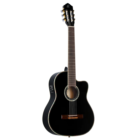 Ortega Family Series Pro Full Size Guitar Solid Spruce/ Mahogany Black - RCE141BK