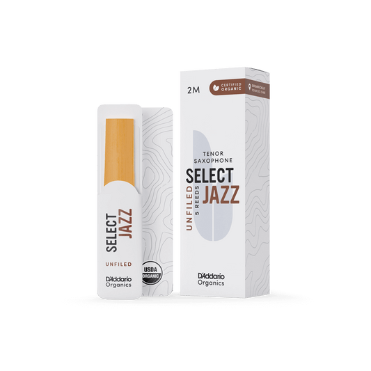 Organic Select Jazz Unfiled Tenor Saxophone Reeds, Individually-Sealed, 5-Pack