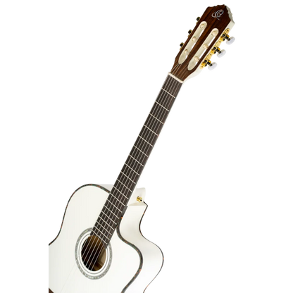 Ortega Family Series Pro Full Size Guitar Solid Spruce/ Mahogany White - RCE145WH