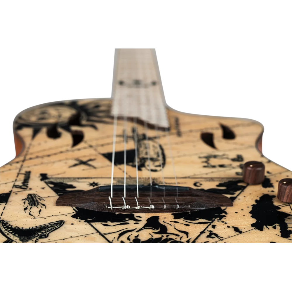 Ortega TourPlayer Series Full Size Guitar Solid Okoume/ Flamed Maple Bermuda Design