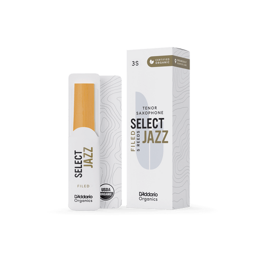 Organic Select Jazz Filed Tenor Saxophone Reeds Strength 2 Soft, Individually-Sealed, 5-Pack
