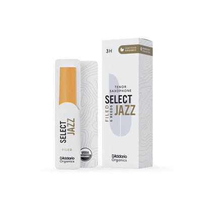 Organic Select Jazz Filed Tenor Saxophone Reeds Strength 2 Soft, Individually-Sealed, 5-Pack