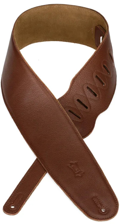 Levy's M4GF-BRN 3.5-inch Padded Garment Leather Bass Strap Brown