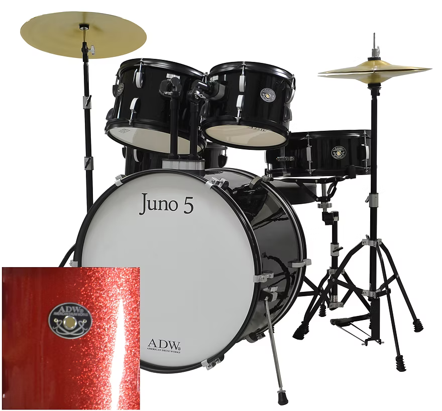 ADW JUNO 5 COMPLETE 5-PIECE DRUM SET - SPARKLE RED - JUNO 5-SRD
