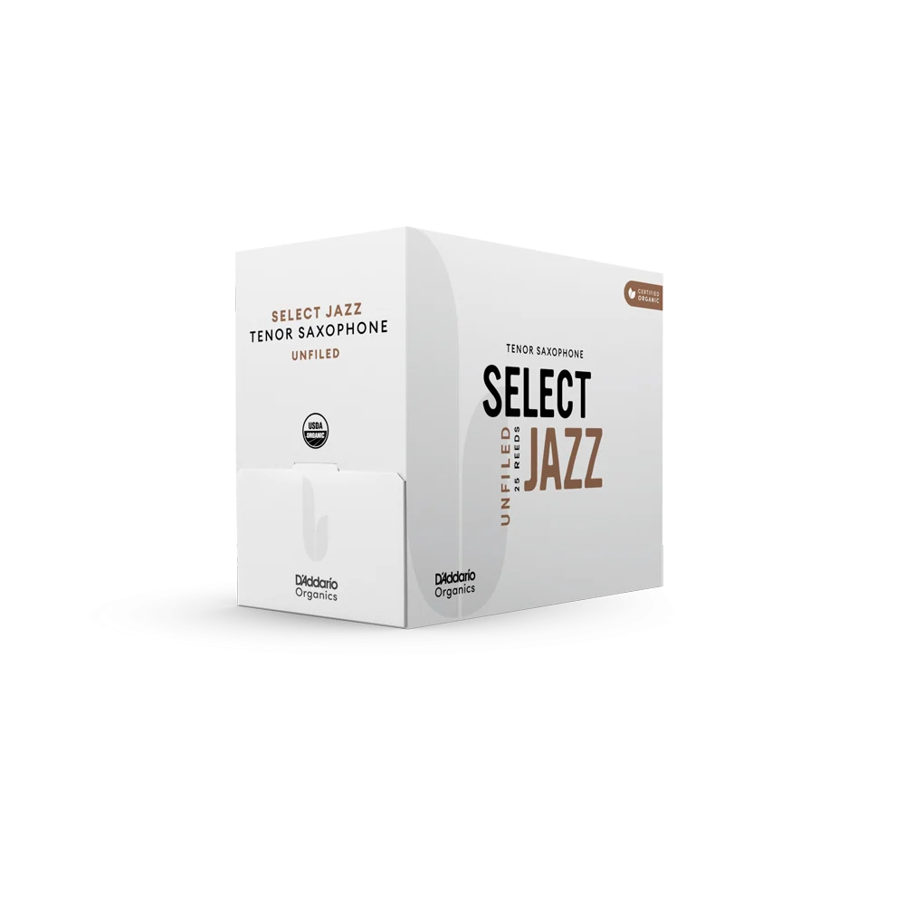 Organic Select Jazz Unfiled Tenor Saxophone 2H Reeds - Individually-Sealed, 25-Pack