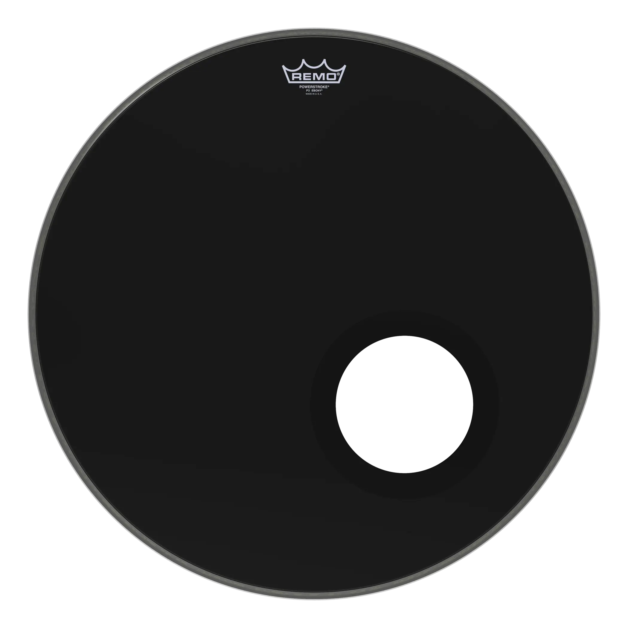 REMO Powerstroke P3 Ebony Bass Drumhead - 5" Black DynamO