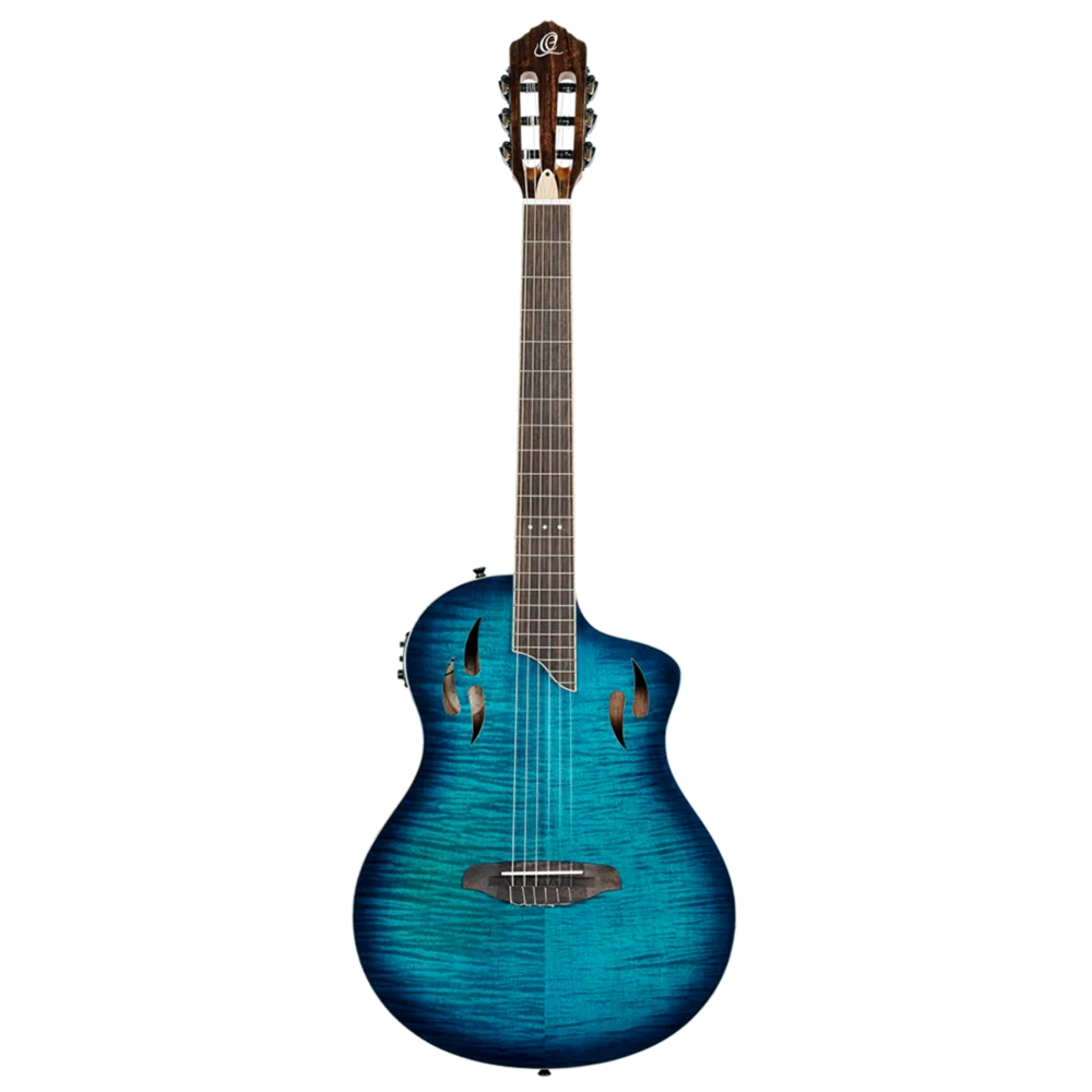 Ortega TourPlayer Series Full Size Guitar Solid Okoume/ Flamed Maple Blue - RTPDLX-FMA