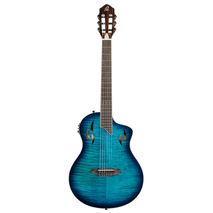 Ortega TourPlayer Series Full Size Guitar Solid Okoume/ Flamed Maple Blue - RTPDLX-FMA