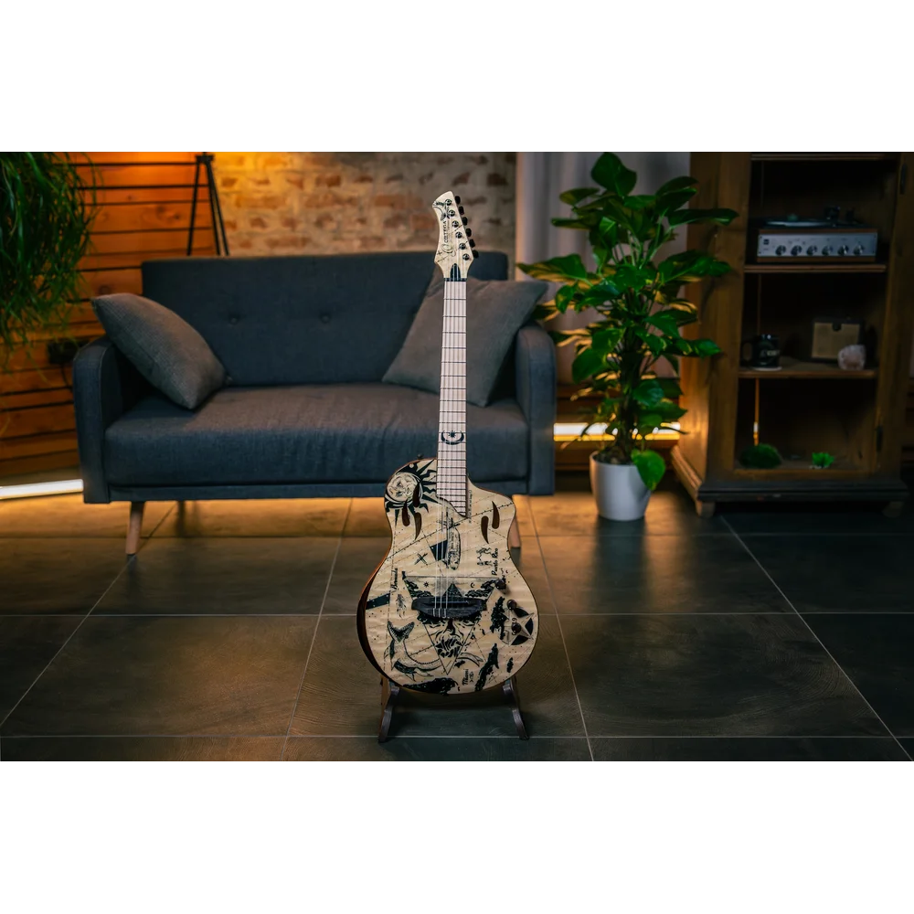 Ortega TourPlayer Series Full Size Guitar Solid Okoume/ Flamed Maple Bermuda Design