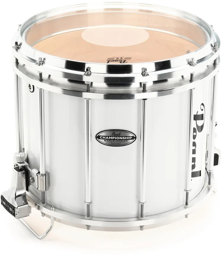 Pearl Championship Maple FFX Marching Snare Drum - 14 x 12 inch Pure White Wrap