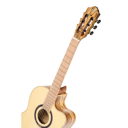 Ortega Signature Series Full Size Guitar Solid Spruce/ Spalted Maple Natural - TZSM-3