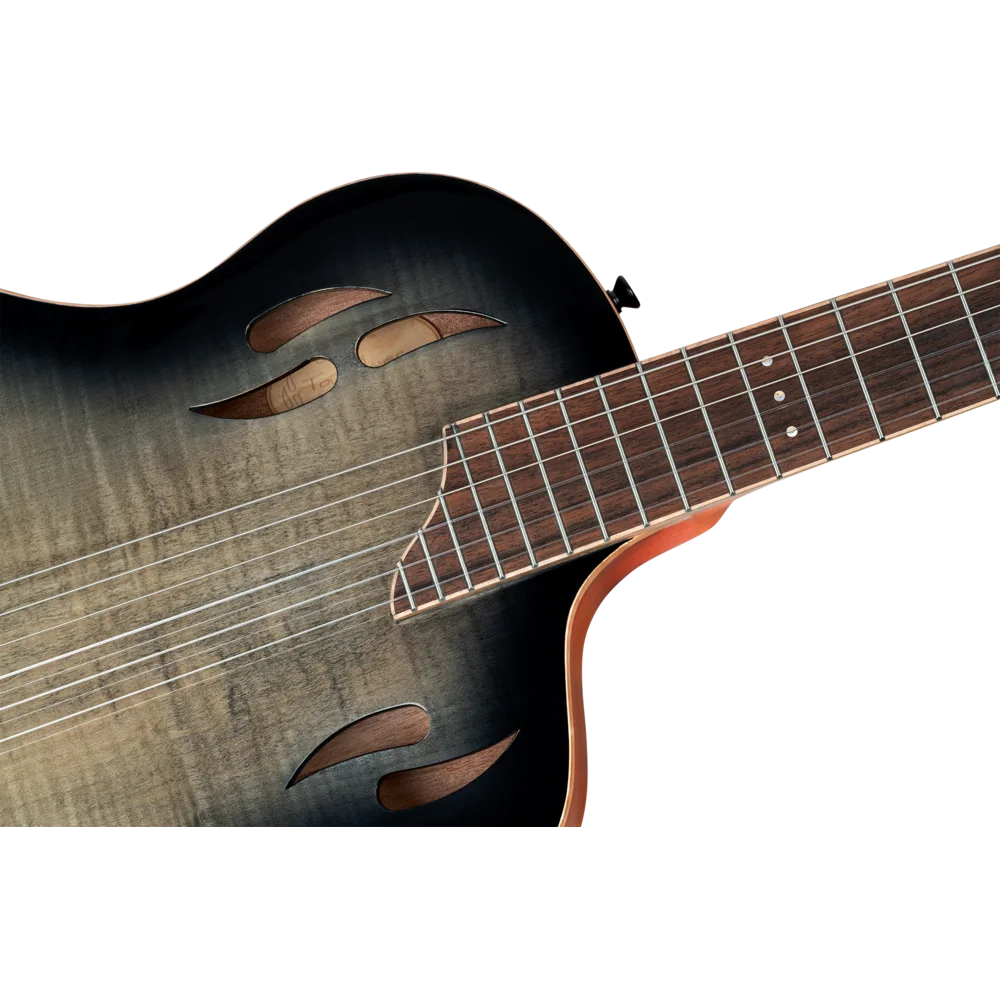 Ortega TourPlayer Series Full Size Guitar Solid Okoume/ Flamed Maple Grey Burst