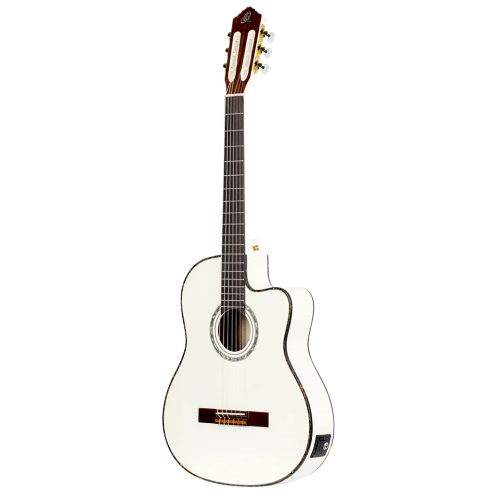 Ortega Family Series Pro Full Size Guitar Solid Spruce/ Mahogany White - RCE145WH