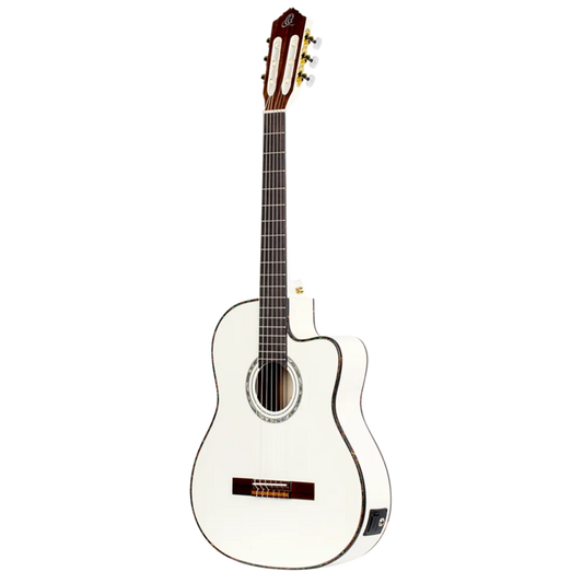 Ortega Family Series Pro Full Size Guitar Solid Spruce/ Mahogany White - RCE145WH