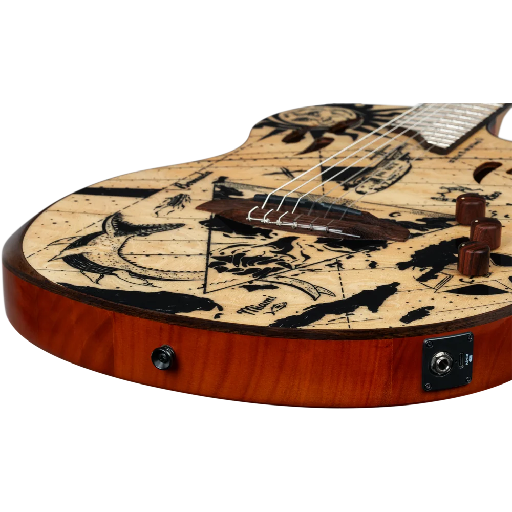 Ortega TourPlayer Series Full Size Guitar Solid Okoume/ Flamed Maple Bermuda Design