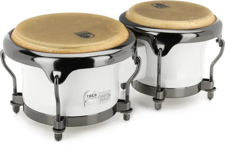 Toca Percussion Custom Deluxe Fiberglass Bongos Margarita Blanca