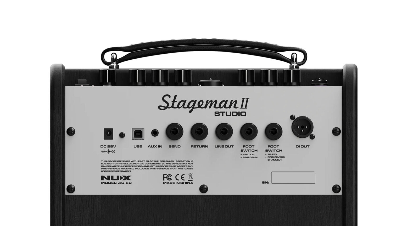 NUX Stageman II Studio AC-60 60-watt 1 x 6.5-inch Acoustic Guitar Combo Amp