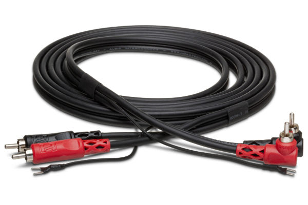 *HOSA Stereo Interconnect Dual RCA to Dual Right-angle RCA with Ground Wire