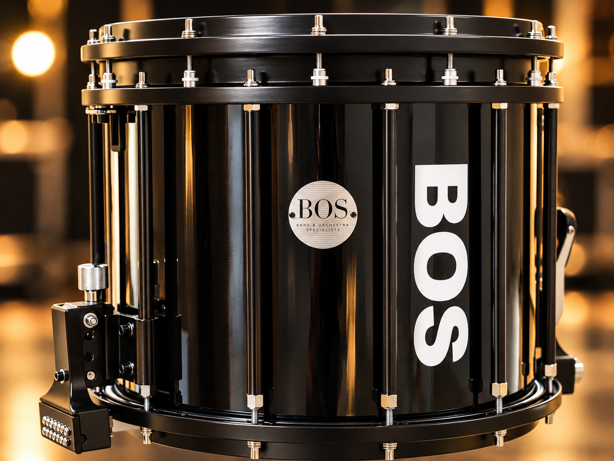 BOS JBMPZ-1412 Marching Snare Drum & Carrier 14"x12" - Black