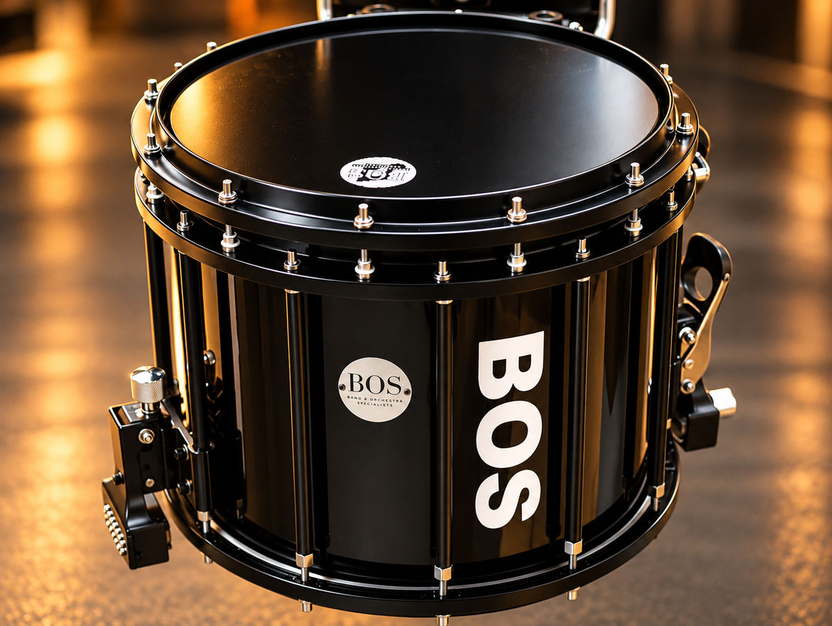 BOS JBMPZ-1412 Marching Snare Drum & Carrier 14"x12" - Black