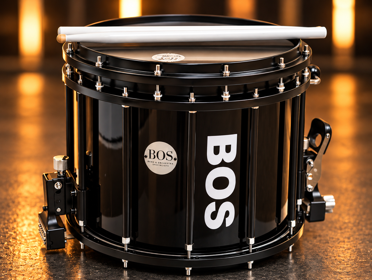 BOS JBMPZ-1412 Marching Snare Drum & Carrier 14"x12" - Black