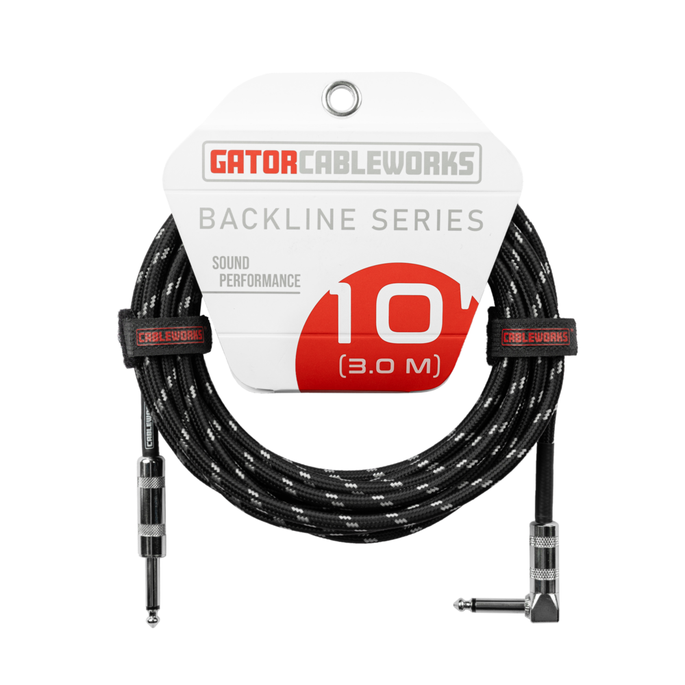 Gator Cableworks Backline Series Braided Instrument Cable Black/Gray, 10 foot
